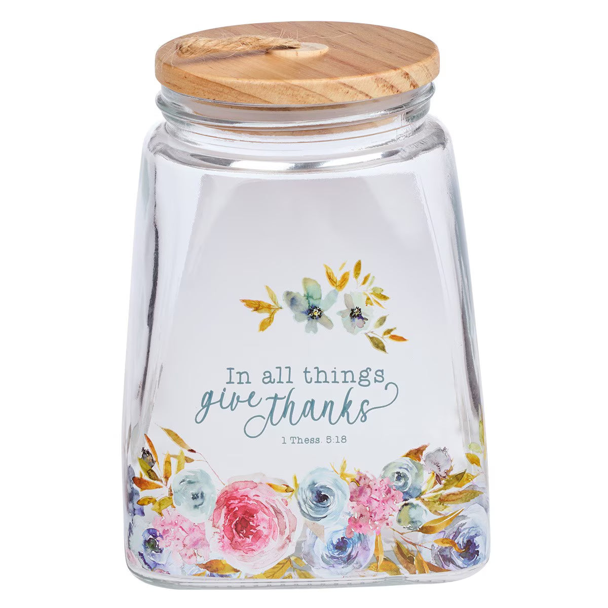Christian Art Gifts Give Thanks Pink Ranunculus Glass Gratitude Jar 1 These. 5:8