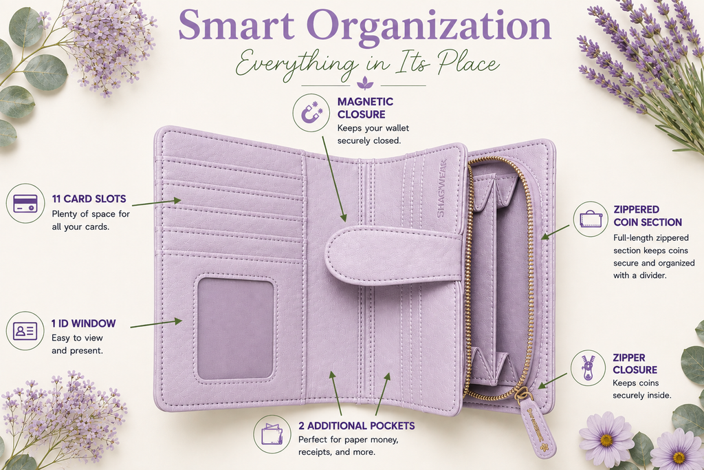 Shag Wear Puppy Love Wallet Purple 7"