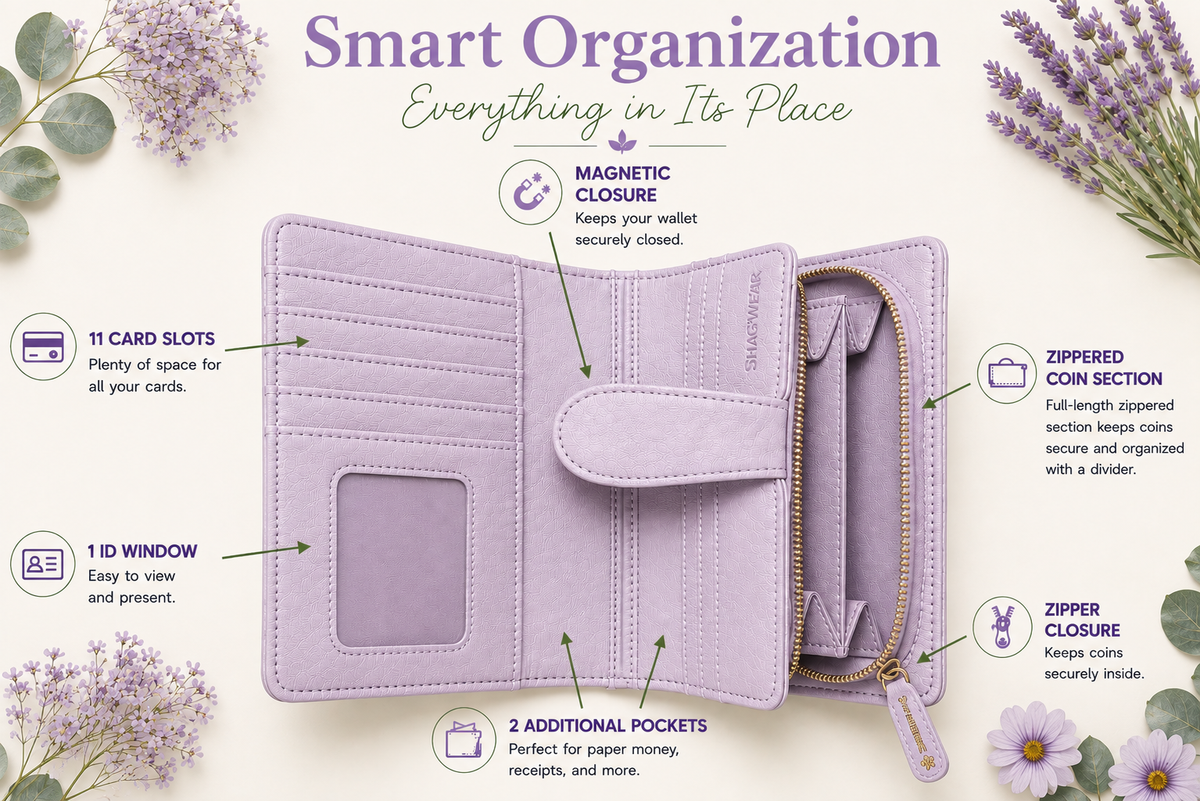 Shag Wear Puppy Love Wallet Purple 7"