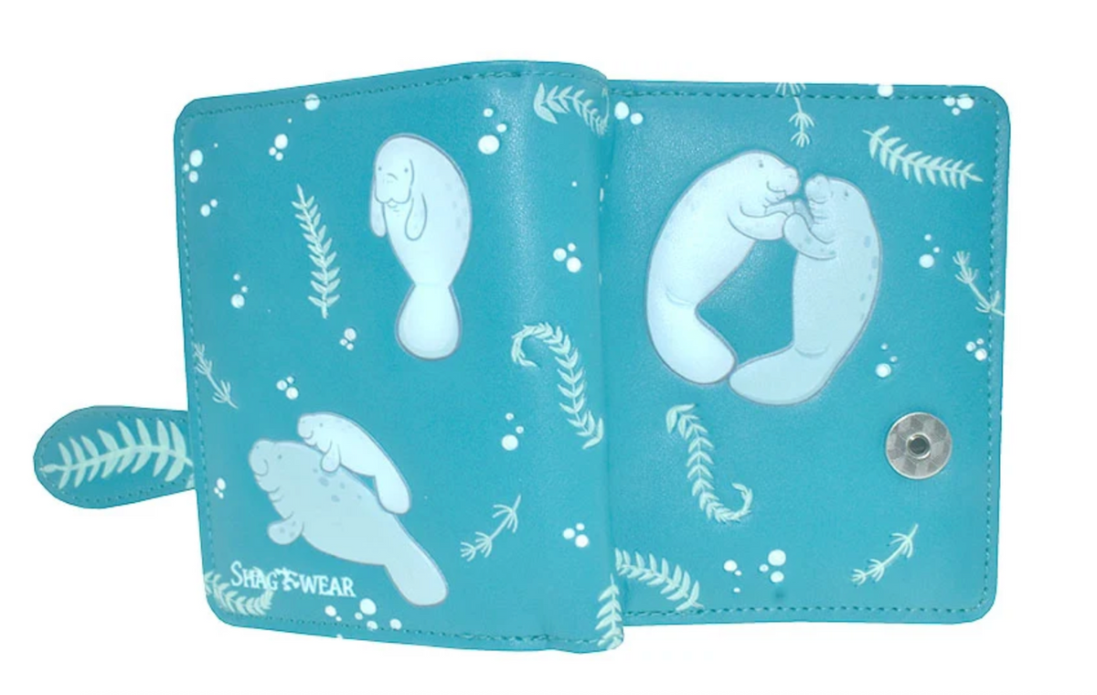 Shag Wear Manatee Small Wallet Teal 4.5"