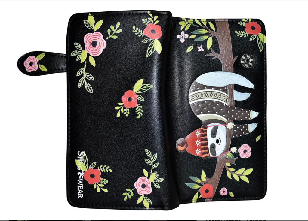Shag Wear Chillin Sloth Wallet Black 7"