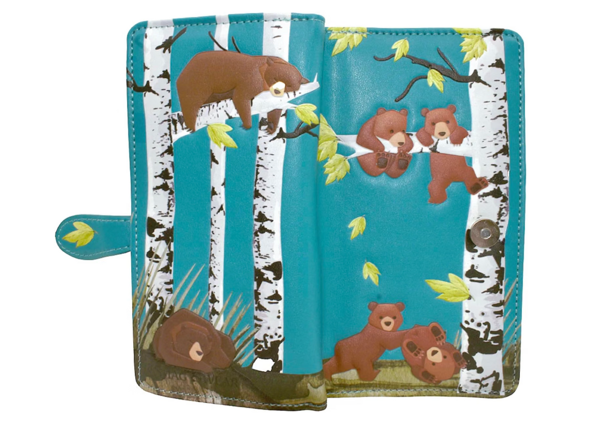 Shag Wear Bear Family Wallet Teal 7"