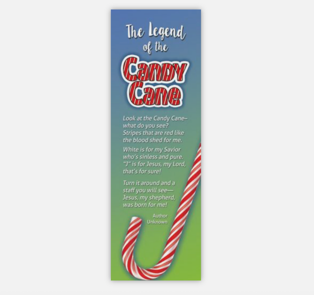 Legend of the Candy Cane Christmas Bookmarks – Christian Holiday Gifts, Pack of 25