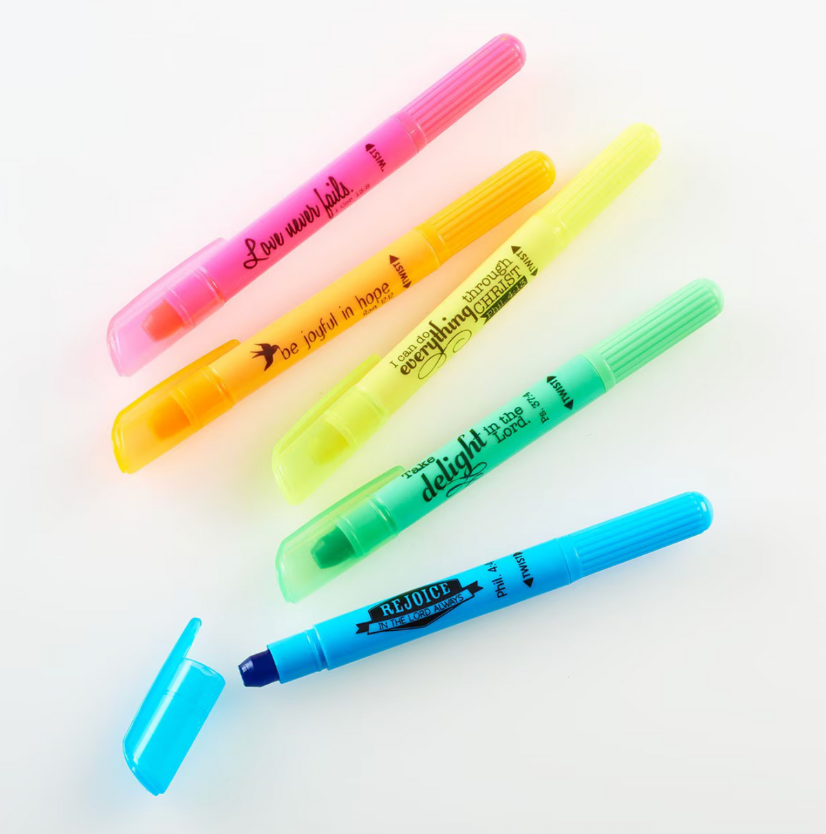Christian Art Gifts Bible Study Scripture Gel Highlighters Twist & Glide 5-Piece