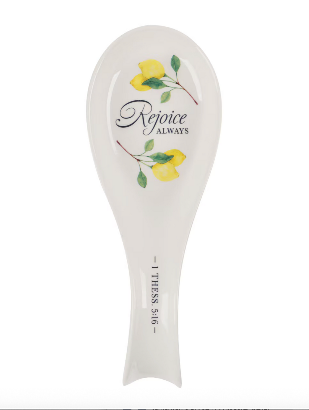 Christian Art Gifts Rejoice Always Lemon Ceramic Spoon Rest – 1 Thessalonians 5:16