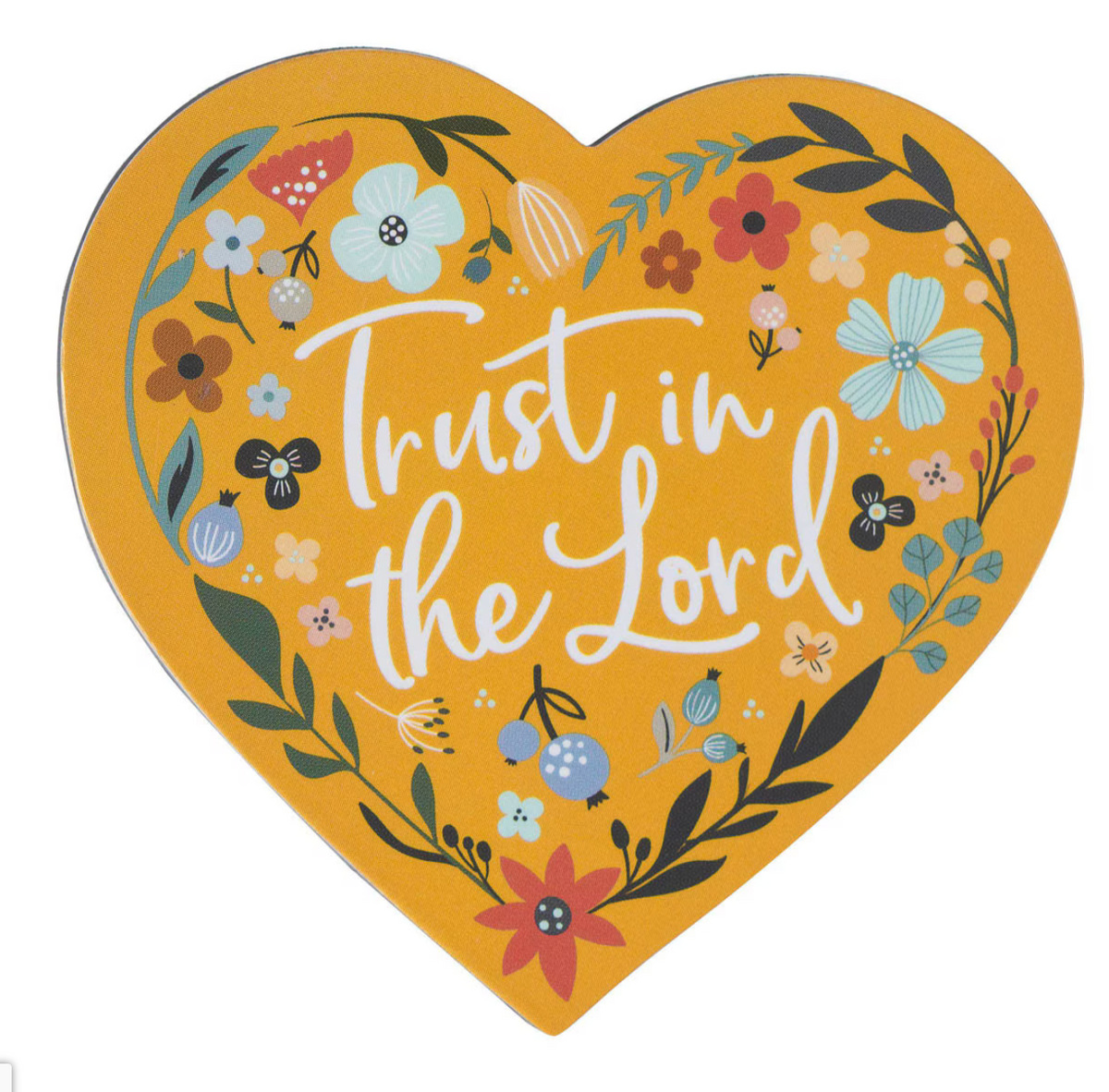 Christian Art Gifts Magnet Trust in the Lord Floral Heart