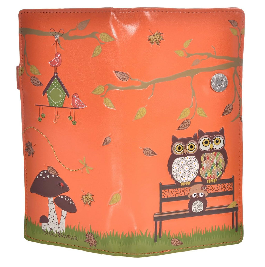 Shag Wear Park Bench Owl Large Wallet Orange 7"