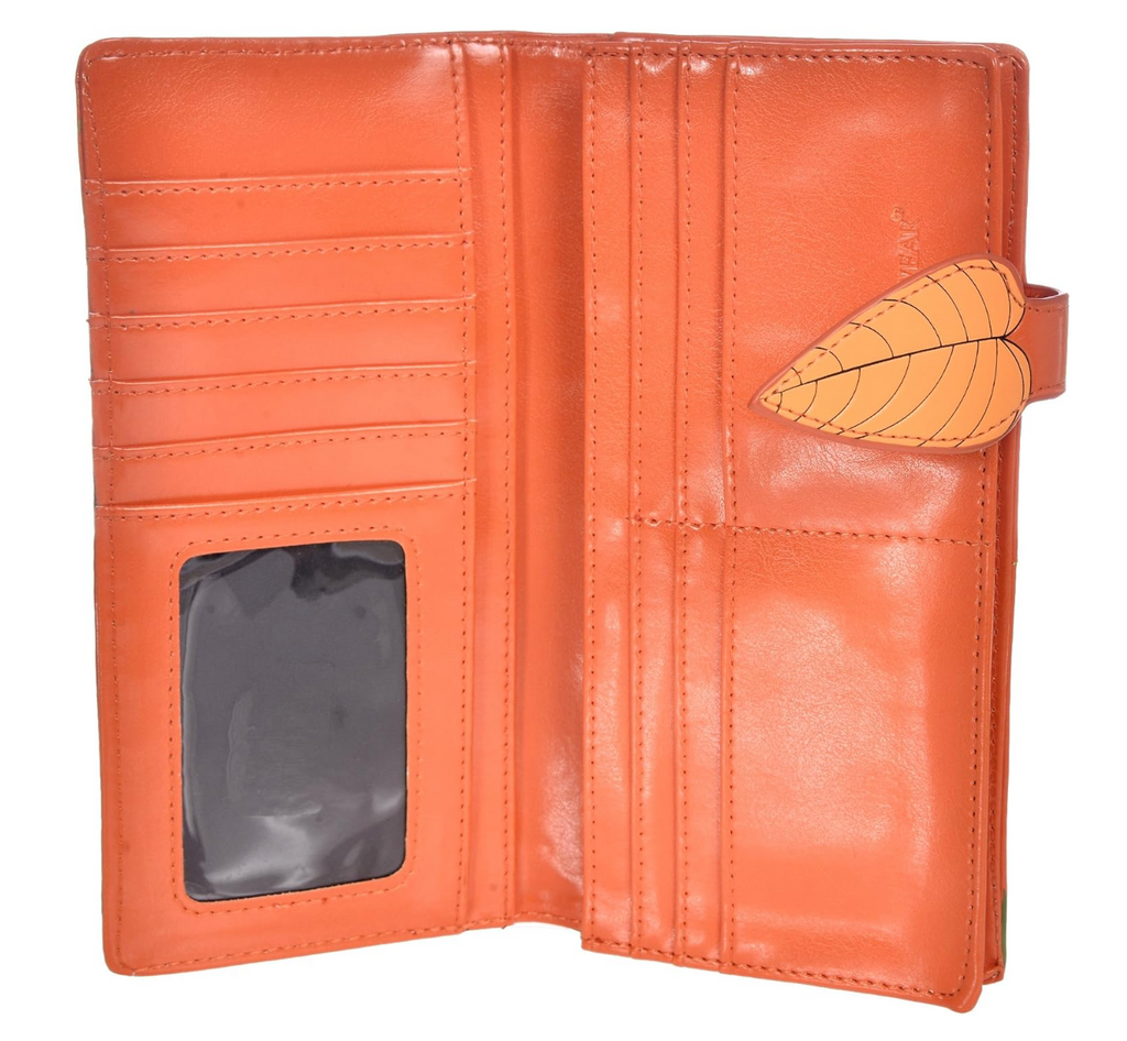 Shag Wear Park Bench Owl Large Wallet Orange 7"